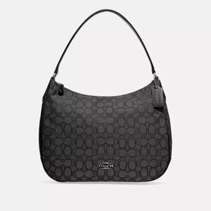 Euc Coach Zip Top Black Signature C's Shoulder Bag